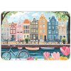 plastové valentýnské prostírání s motivem domů u kanálu v Amsterdamu