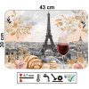 PVC prostírání 43 x 30 cm s Eiffelovou věží, vínem a pečivem