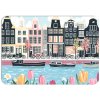 Valentýnské prostírání s ilustrací amsterdamských domů u kanálu