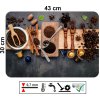 prostírání z hladkého PVC s motivem kávy, mleté kávy a dřevěných nástrojů, rozměr 43 x 30 cm
