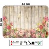 prostírání na stůl s růžovými a červenými květy růží, dřevěný design, PVC plast