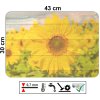 PVC prostírání se vzorem slunečnic, imitace dřeva, odolné a omyvatelné