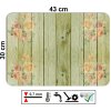 plastové prostírání na stůl 43 x 30 cm se vzorem dřevěných prken a květinovými vzory růž ve světlých odstínech