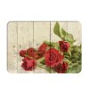 Prostírání z PVC imitující dřevěný povrch s motivem rudých růží, rozměr 43 x 30 cm
