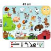 PVC prostírání 43x30 cm, anglické názvy zvířat na farmě, odolný a snadno omyvatelný materiál.
