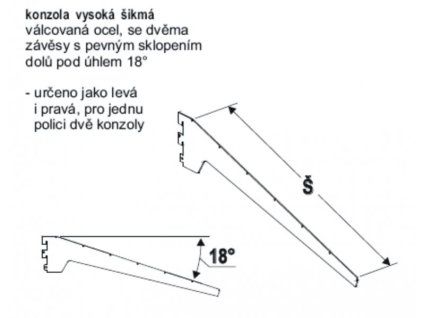 Konzola vysoká šikmá 600