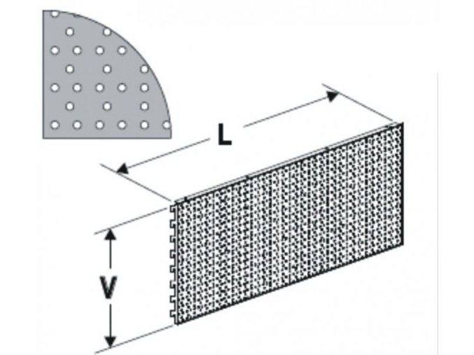 Zadní panel 90st. koutový 200 děrovaný S