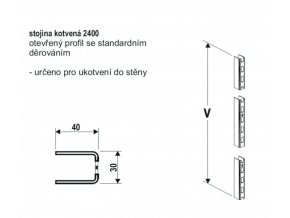 Stojina do zdi 2408 mm