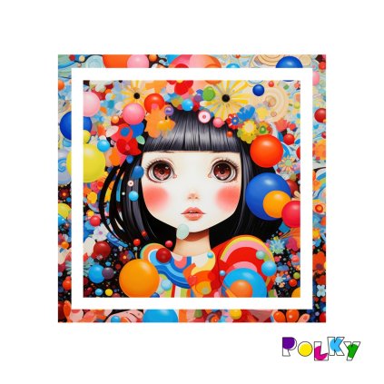 anime holka v barevných bublinách S 9,5x10,5 web