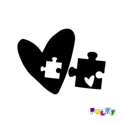 srdce s puzzle černá M 16x22cm web