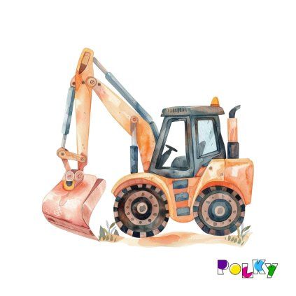 hnědý akvarelový traktor lopatou M 16x22cm web
