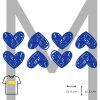 modré srdce dlouhé M 16x22cm tisk koty