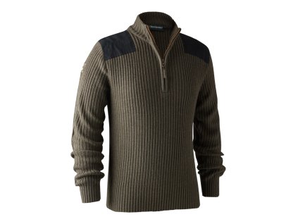 Pánsky sveter Deerhunter Rogaland so zipsom Brown Leaf Melange 3XL (Hide weapon Nie, For professionals Nie, Veľkosť 3XL)