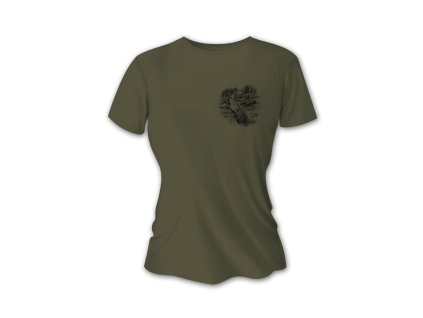 Dámske poľovnícke tričko TETRAO jeleň malý - zelené  XS (Hide weapon Nie, For professionals Nie, Veľkosť XS)