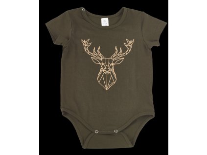 Detské body TETRAO, krátky rukáv - khaki, jeleň PS 0-3 mesiacov (Hide weapon Nie, For professionals Nie, Veľkosť 0-3 mesiacov)