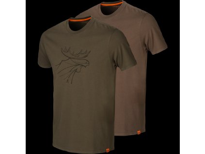 Pánske dvoj-balenie tričiek Härkila Graphic Willow Green, Slate Brown S (Hide weapon Nie, For professionals Nie, Veľkosť S)