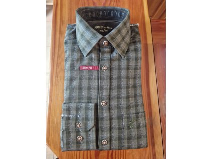 OS Trachten bavlnená košeľa károvaná - jeleň, slim fit