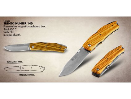 166209 trento hunter 140 polovnicky noz skladaci s puzdrom