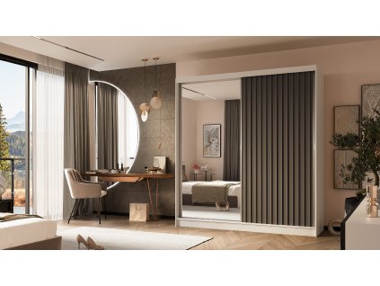 skrin s velkym zrcadlem charlota 200 cm bila seda seda