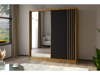 skrin s posuvnymi dvermi korina 200 cm artisan cerna artisan