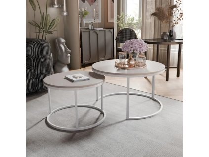 set dvou kulatych stolku landen bila kasmir