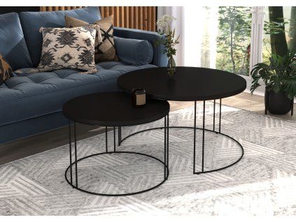 set dvou kulatych stolku ragnar cerna cerna