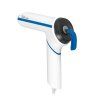 Bílo-modrý napařovač oděvů Polti Vertical styler ze zadu