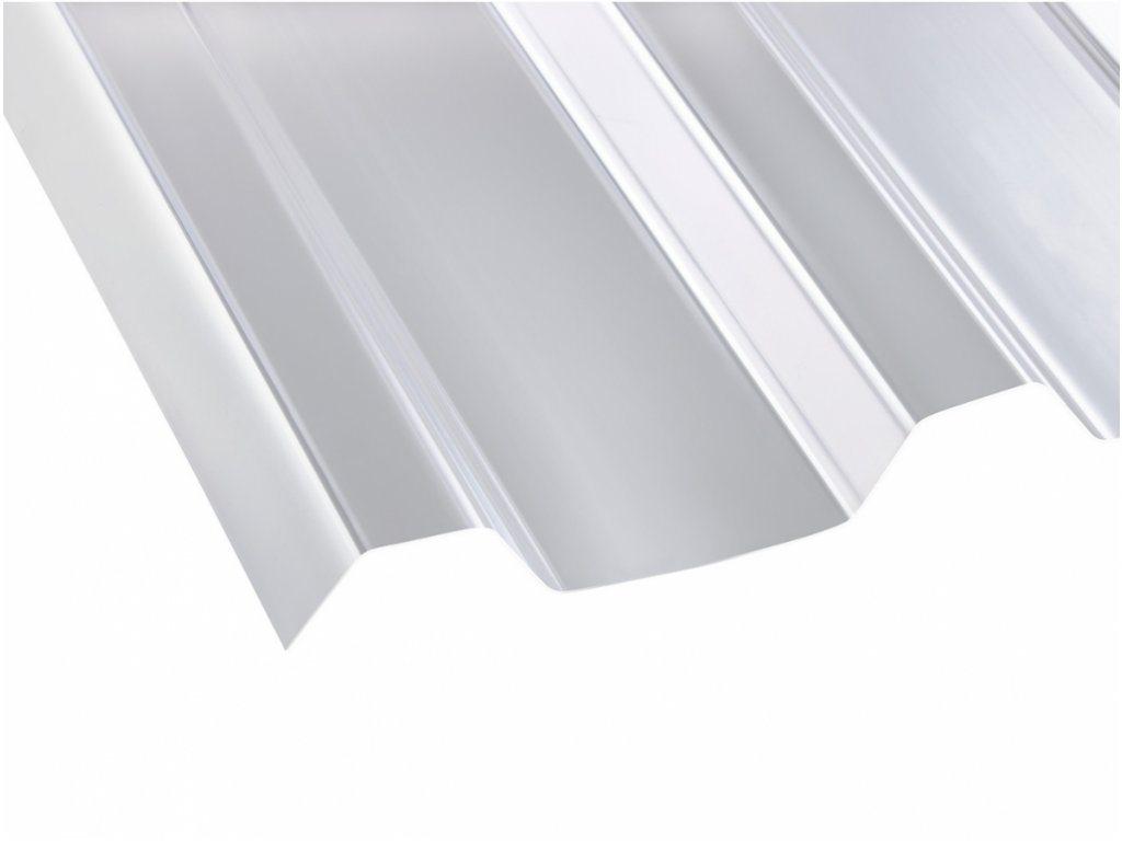 Polykarbonátová deska Guttagliss Makro trapéz - čirá (Rozměr 2000 x 1045 mm, Barva čirá, Parametry Materiál: polykarbonát, Rozměr vlny: 76 / 18 mm, Varianta: Guttagliss Makro trapéz (2,09))