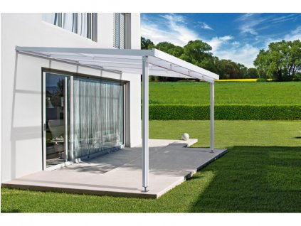 Hliníková pergola Terrassendach Premium - čirý akryl / bílá konstrukce (Rozměr 3,09 x 3,06 m, Varianta Terrassendach Premium - čirý akryl / bílá konstrukce)