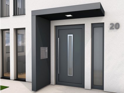 Boční stěna ke vchodové stříšce Guttavordach BS Plus (Rozměr 220 x 90 cm, Barva DB 703 (antracit matný), Varianta boční stěna Guttavordach BS Plus se schránkou)