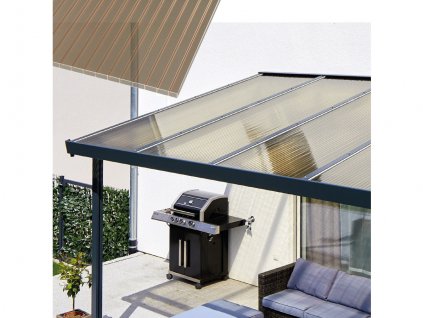 Hliníková pergola Terrassendach Premium - bronzový akryl / antracitová konstrukce (Rozměr 3,09 x 3,06 M, Varianta Terrassendach Premium - bronzový akryl / antracitová konstrukce)