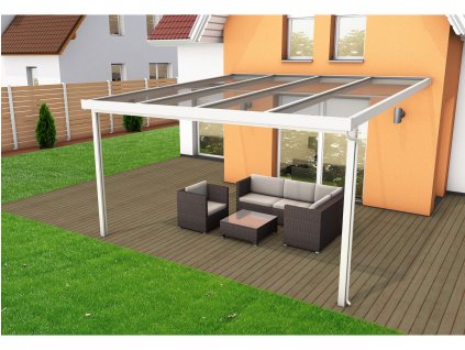 Hliníková pergola Terrassendach Premium - VSG sklo / bílá konstrukce (Rozměr 3,09 x 3,06 m, Varianta Terrassendach Premium - VSG sklo / bílá konstrukce)