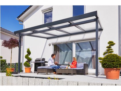 Hliníková pergola Terrassendach Premium - čirý polykarbonát / antracitová konstrukce