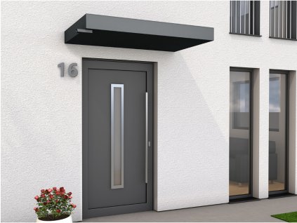 Vchodová stříška Guttavordach BS PLUS LED strip (Rozměr 160 x 90 x 15,5 cm, Barva RAL 7016 - antracit, Varianta Plus LED strip odtok P)
