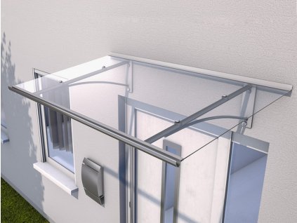 Vchodová stříška Guttavordach PT/GR (Rozměr 160 x 90 cm, Barva stříbrná / čirá, Varianta Guttavordach PT/GR)