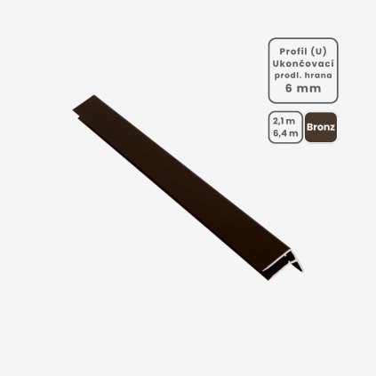 AL U profil s prodlouženou hranou 6mm, hnědý elox