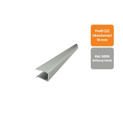AL U profil jednoduchý 10mm, stříbrný elox 1