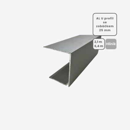 AL U profil so zobáčikom 20 mm, strieborný elox