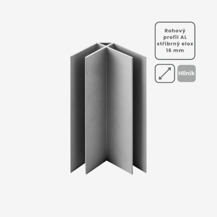 AL rohový profil 16mm,stříbrný elox