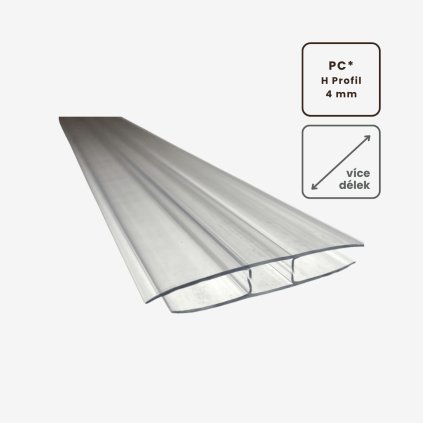 Spojovací PC "H" profil 4mm čirý