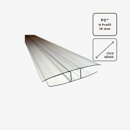 Spojovací PC H profil 10 mm čirý