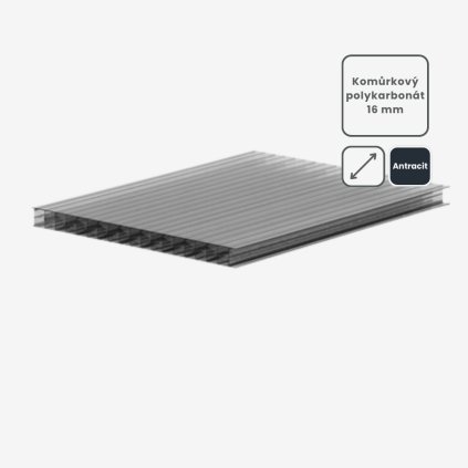 Komůrkový polykarbonát 16 mm antracit Multiclear ARLA