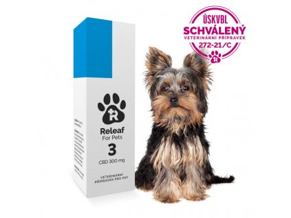 Releaf CBD olej pro psa obchod veterinarni pripravek R3 300mg boxyorkshire USKVBL 600x600