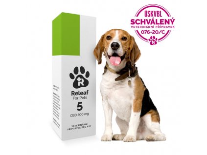 Releaf CBD olej pro psa obchod veterinarni pripravek R5 500mg boxbeagle USKVBL 600x600