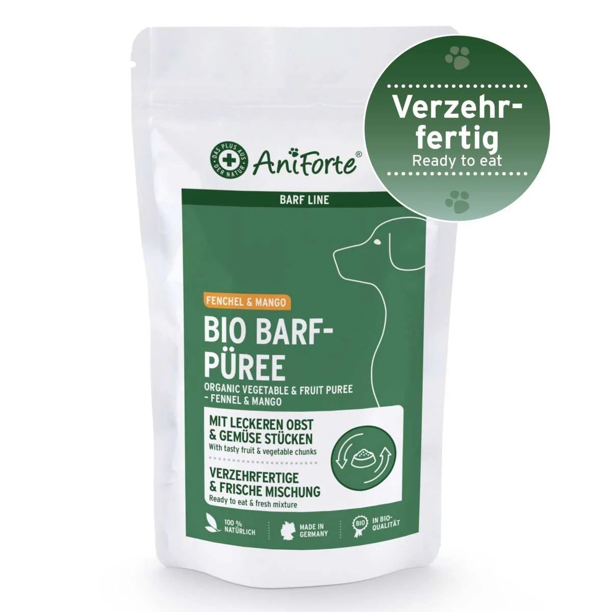 AniForte Bio BARF pyré - Fenykl a mango (3-14x po 150 g) Počet kusů: 3 x 150 gramů
