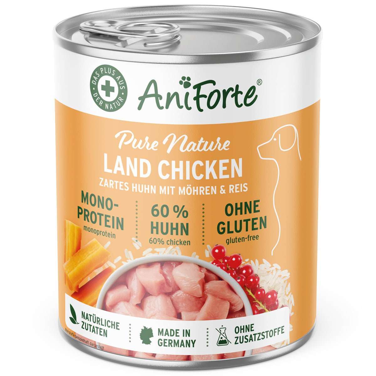 AniForte Mokré krmivo LandChicken - kuřecí maso s mrkví (400 g - 800 g) Počet a hmotnost: 1 x 400g