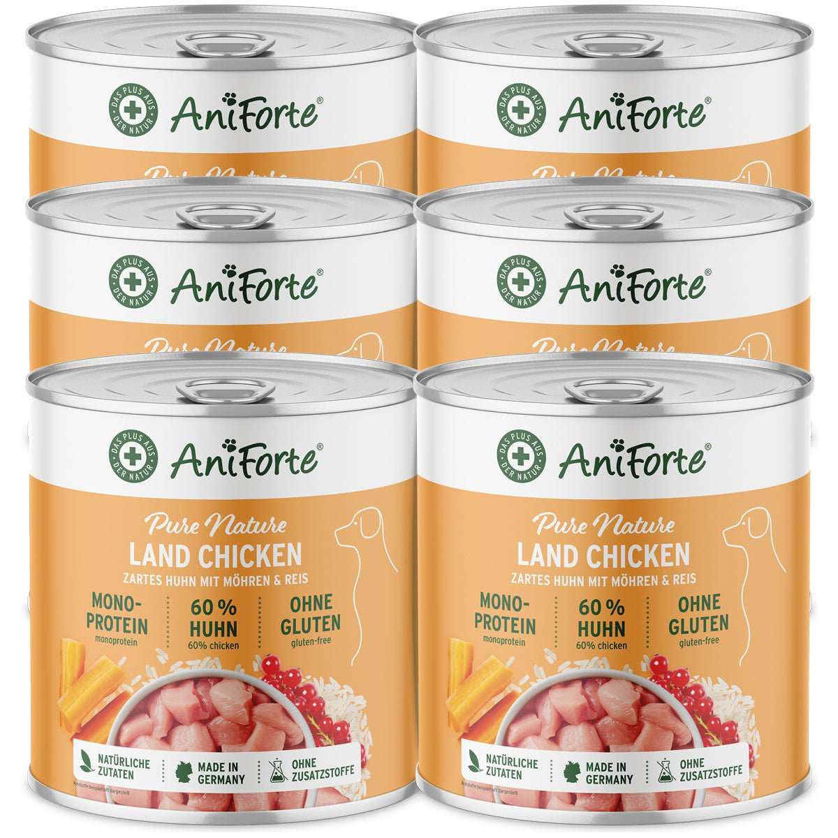 AniForte Mokré krmivo LandChicken - kuřecí maso s mrkví (400 g - 800 g) Počet a hmotnost: 6 x 800g