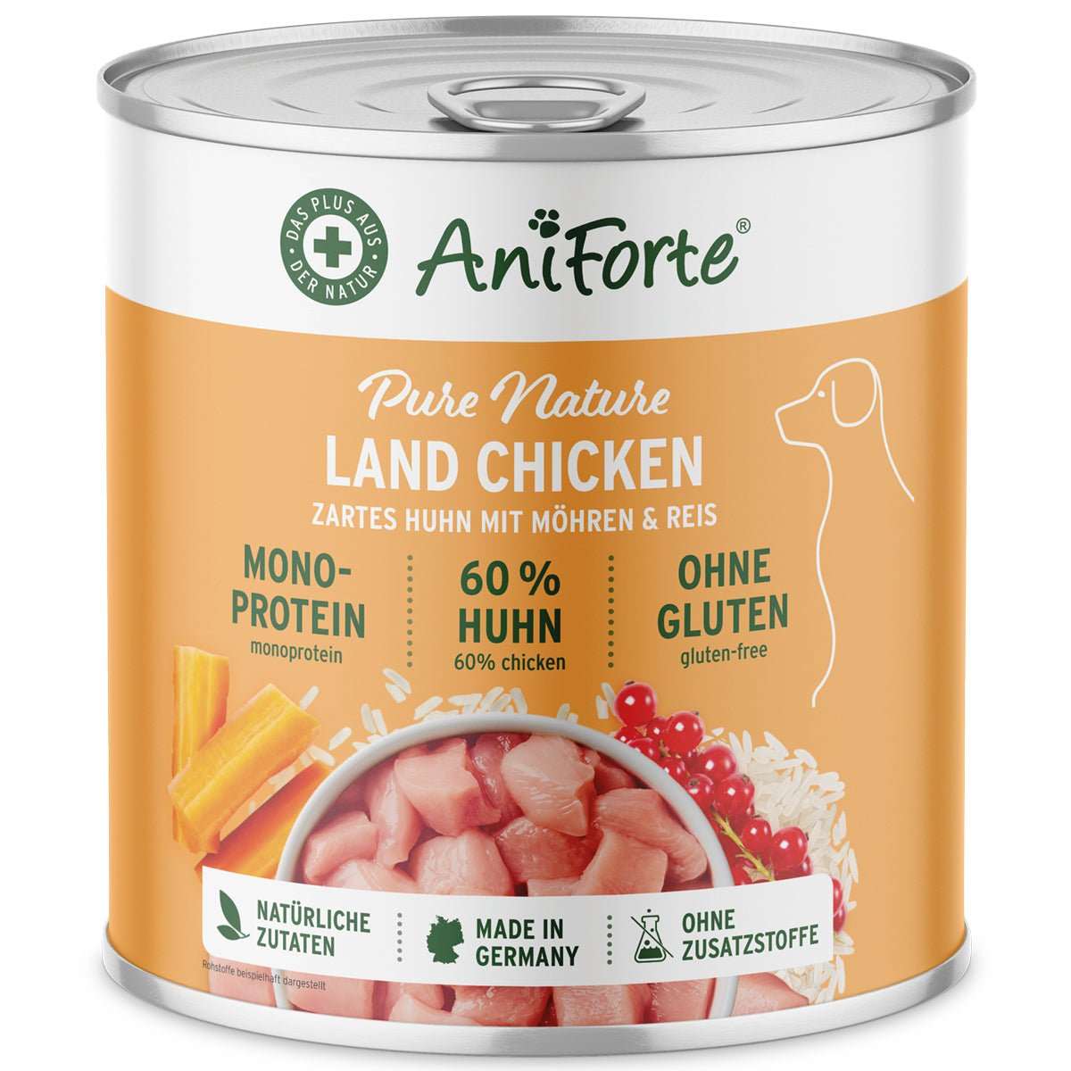 AniForte Mokré krmivo LandChicken - kuřecí maso s mrkví (400 g - 800 g) Počet a hmotnost: 1 x 800g