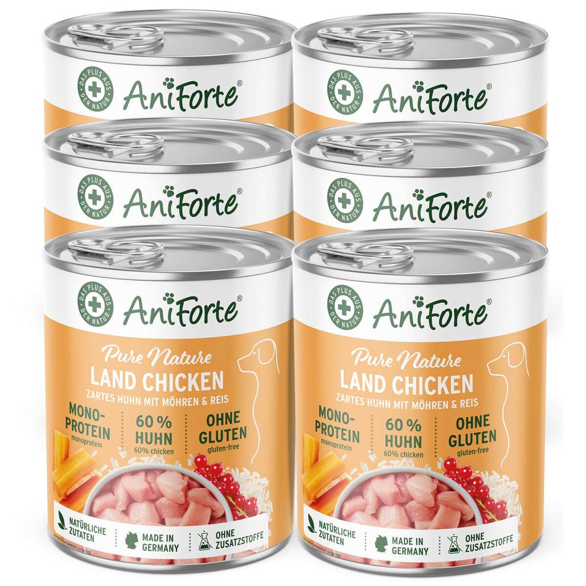 AniForte Mokré krmivo LandChicken - kuřecí maso s mrkví (400 g - 800 g) Počet a hmotnost: 6 x 400g