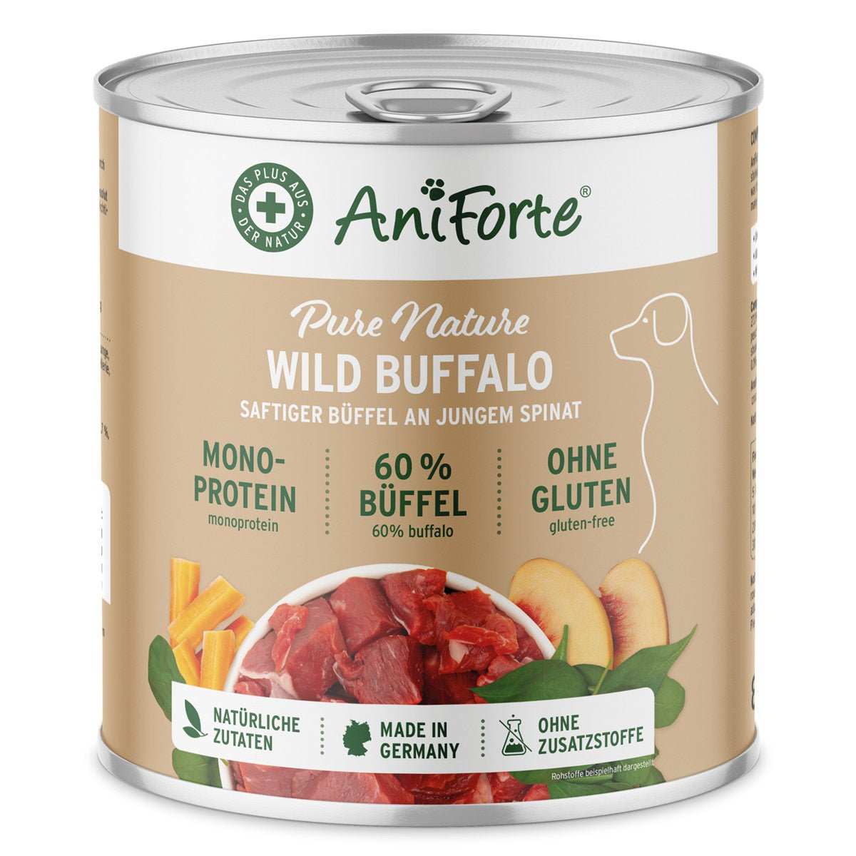 AniForte Mokré krmivo WildBuffalo - buvolí maso se špenátem (400 g - 800 g) Počet a hmotnost: 1 x 400g